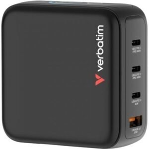Carregador de Pared Universal GaN para Viaje Verbatim Mini GaN Charger Con Ecrã/ 3xUSB Tipo-C/ 1xUSB/ 140W