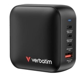 Carregador de Pared Universal GaN para Viaje Verbatim Mini GaN Wall Charger/ 3xUSB Tipo-C/ 1xUSB/ 100W