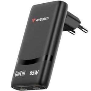 Carregador de Pared GaN Verbatim Fold 'n' Go/ 2xUSB Tipo-C/ 65W