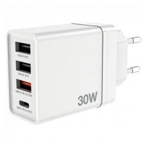Carregador de Pared GaN Verbatim CHR-30EU2/ 1xUSB Tipo-C/ 3xUSB/ 30W