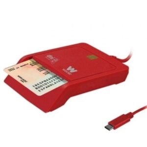 Lector de DNI y Placas Woxter PE26-199/ USB Tipo-C/ Vermelho